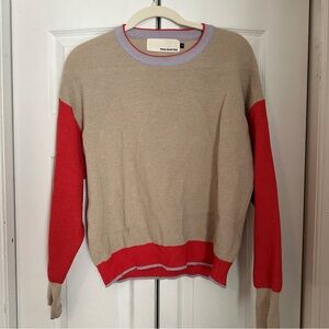 Pink Martini Beige Sweater with Red and Purple Accents